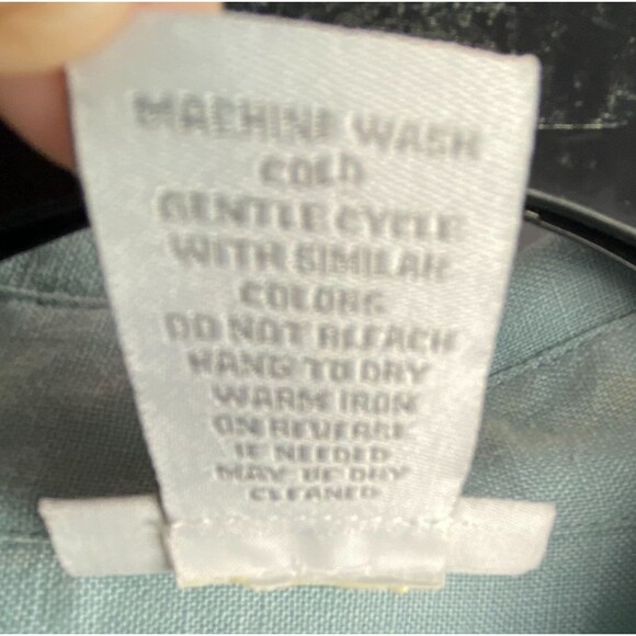 Soft Surroundings Tunic Top Womens 3X Muted Blue 100% Linen Roll Tab Shirt - Picture 12 of 15